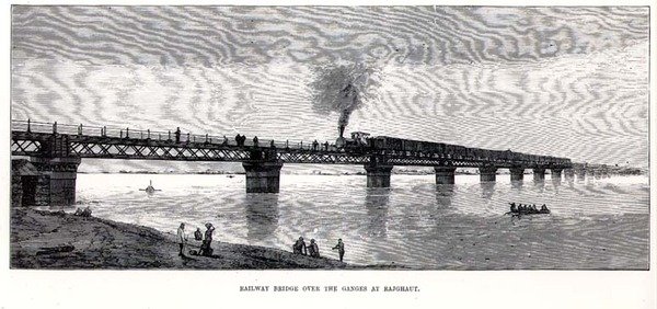 Eisenbahnbrücke über den Ganges bei Rajghaut von English School