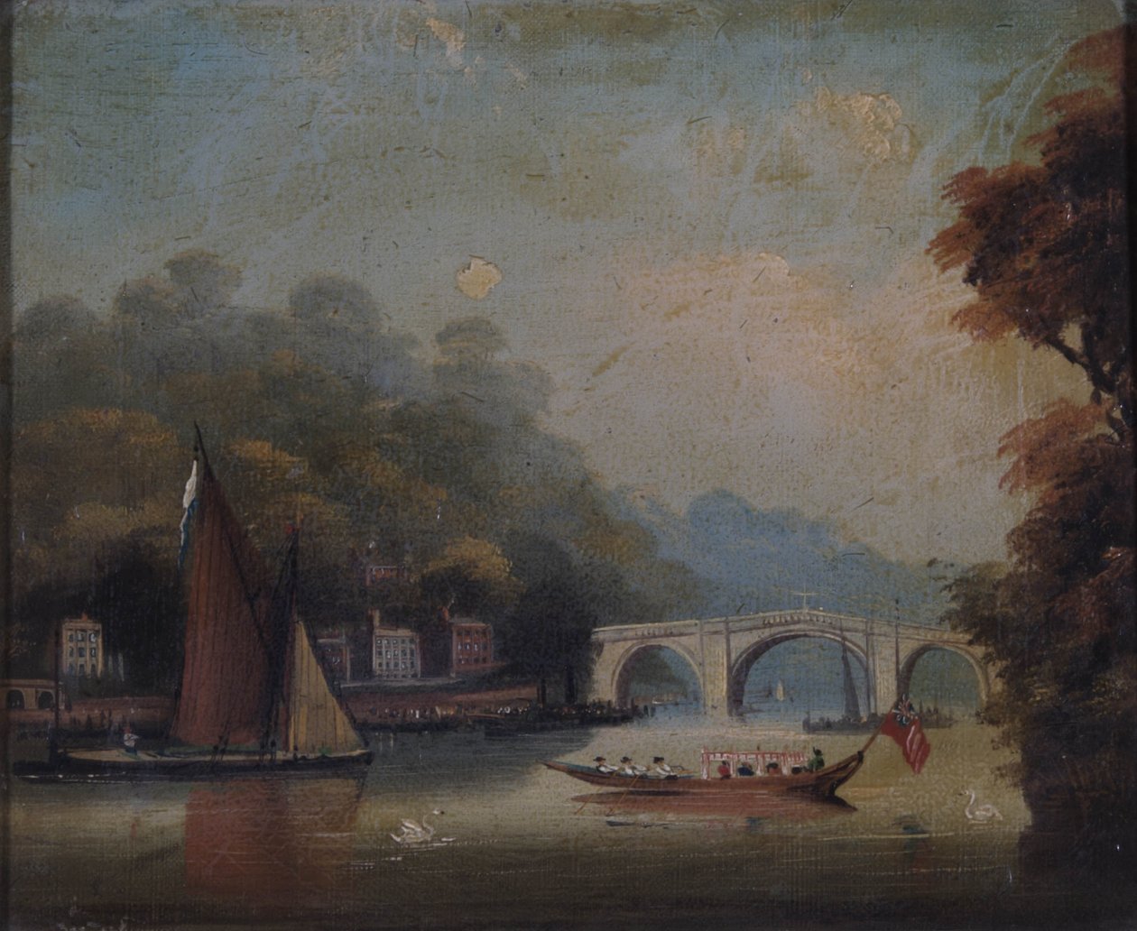 Richmond-Brücke in Richtung Twickenham, Middlesex von English School