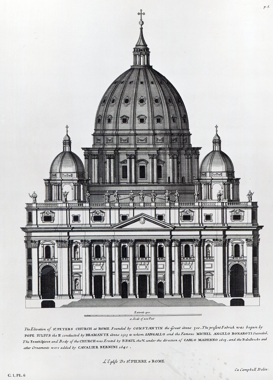 St. Peter, Rom, graviert von C. Campbell von English School