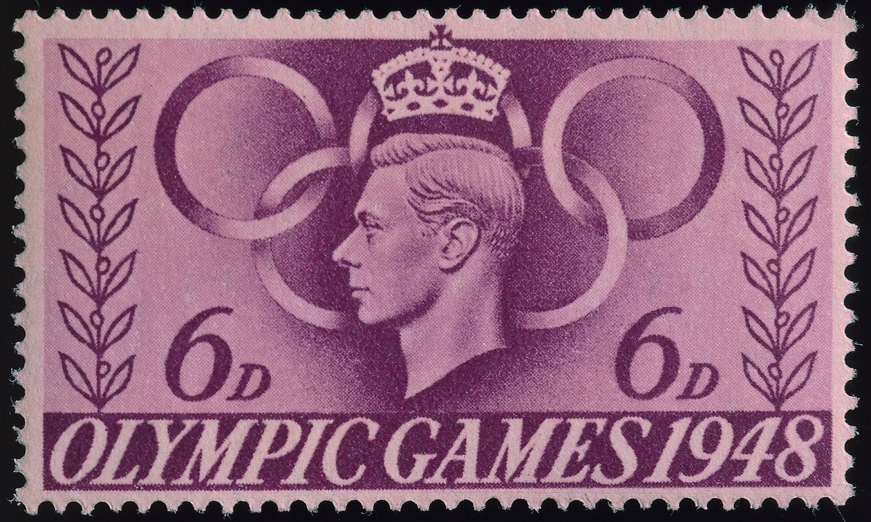 Briefmarke zur Erinnerung an die Olympischen Spiele 1948 in London von English School