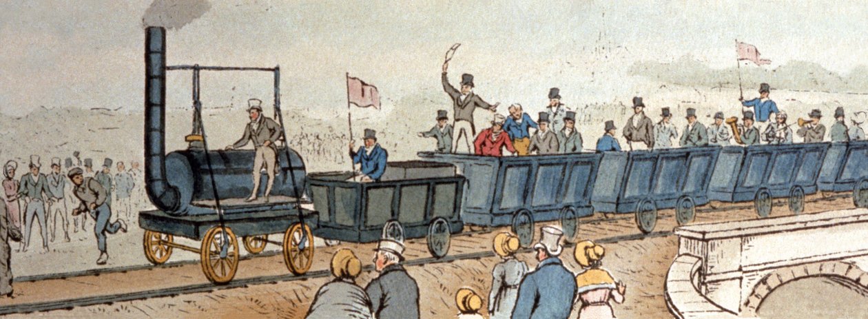 Stockton-Darlington Eisenbahn. ca. 1830 (Gravur) von English School