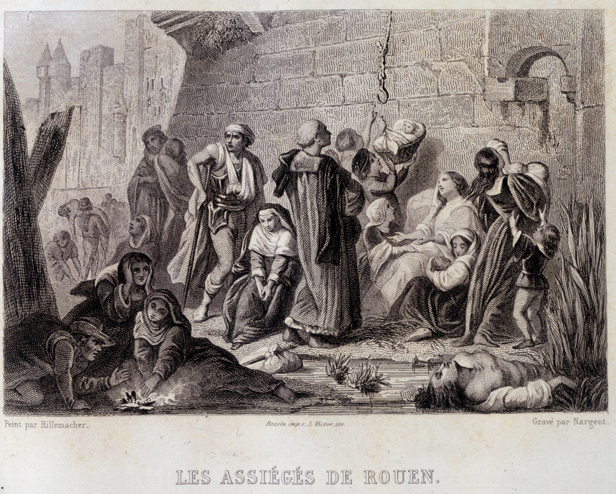 Die Belagerten von Rouen (Gravur) von English School