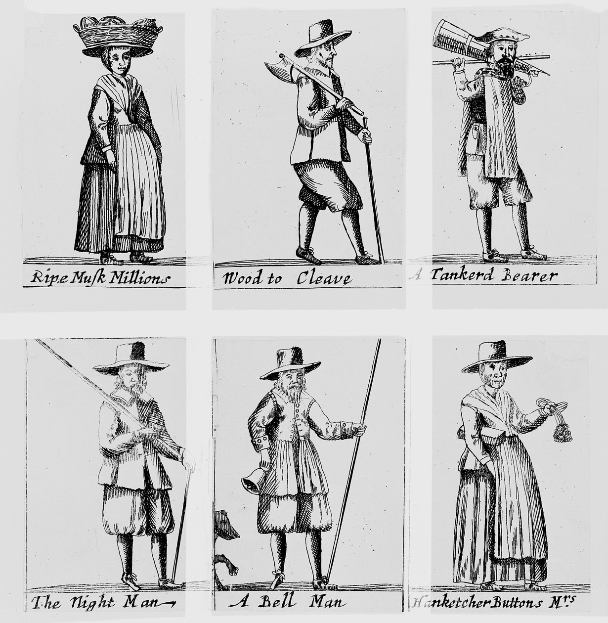 Die Rufe von London, 1655 von English School
