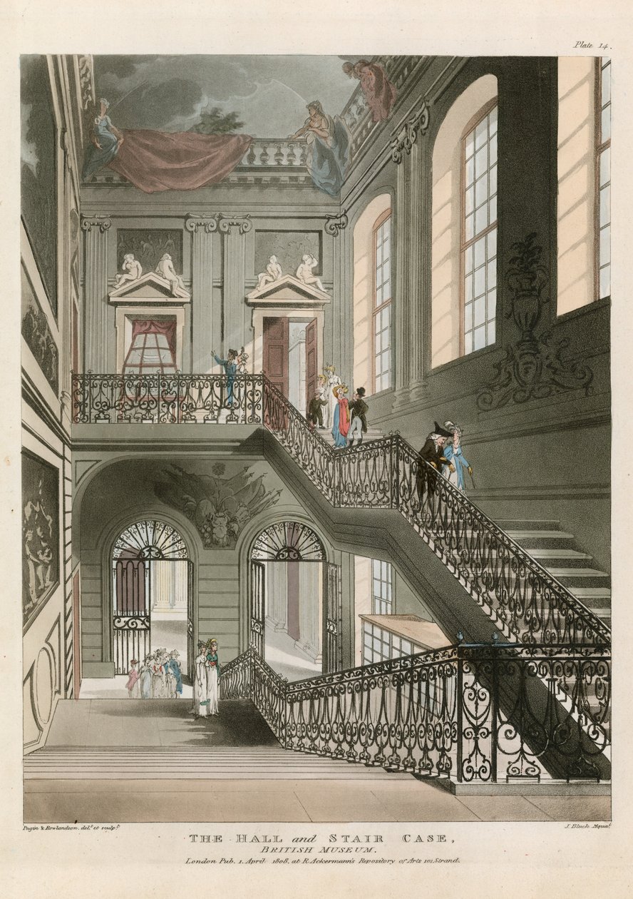 Die Halle und Treppe, British Museum von English School