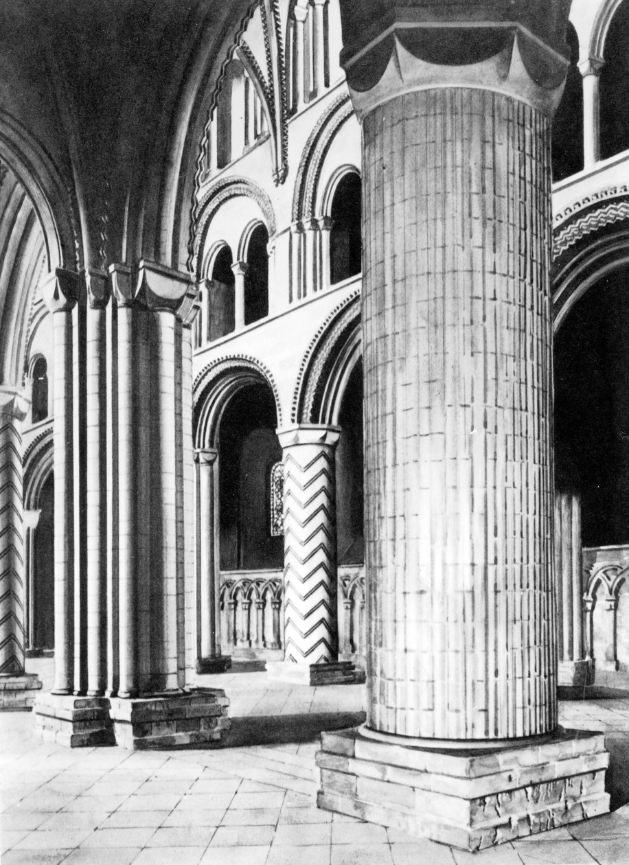 Das Kirchenschiff der Kathedrale von Durham, 19. Jahrhundert von English School