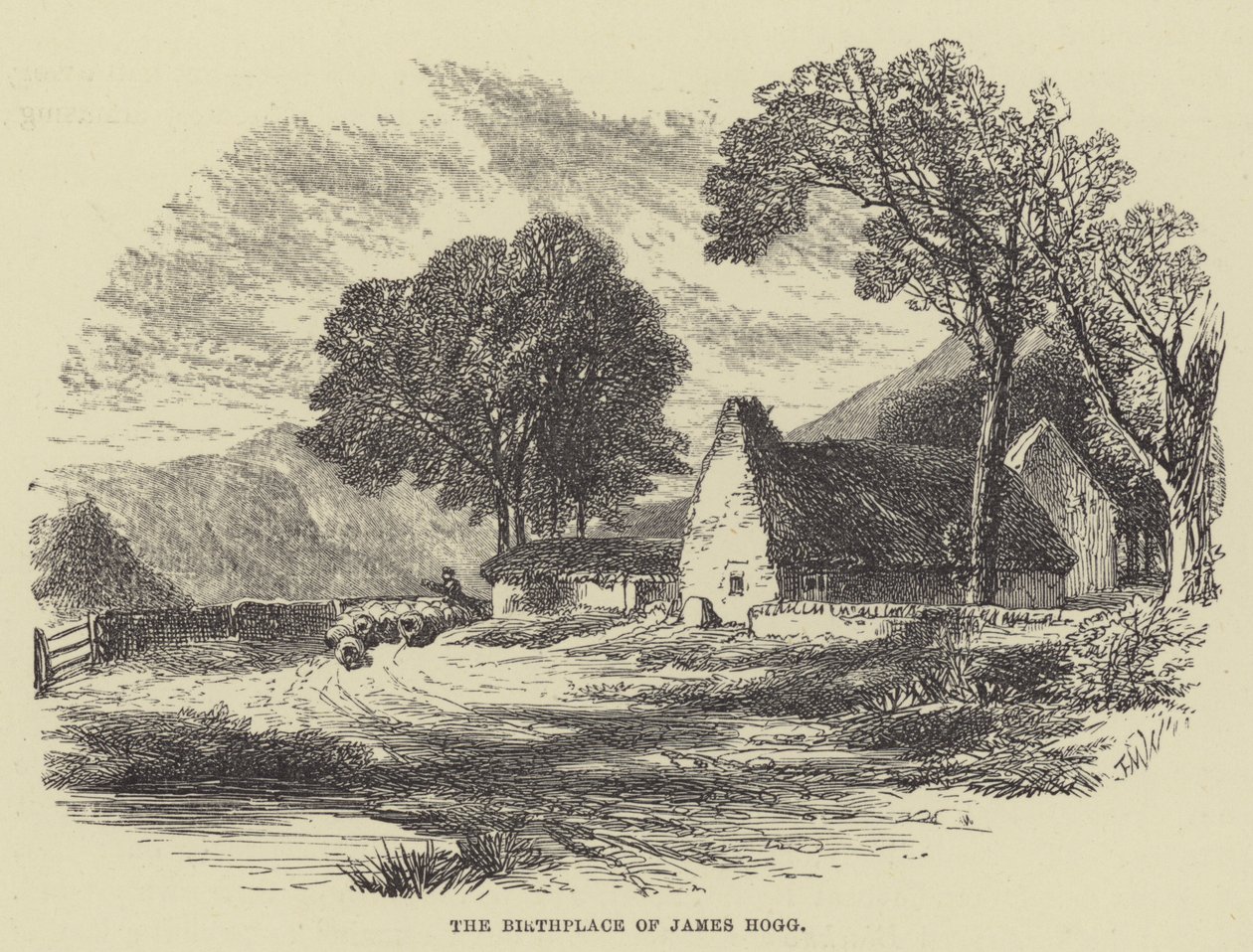 Der Geburtsort von James Hogg (Gravur) von English School