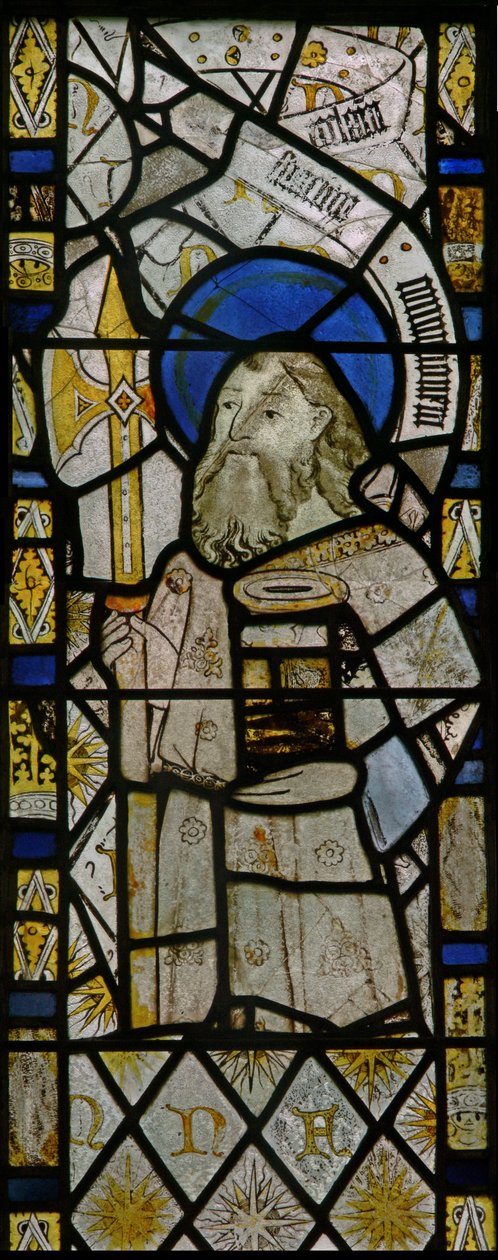 Das Ostfenster, das den heiligen Matthäus darstellt von English School