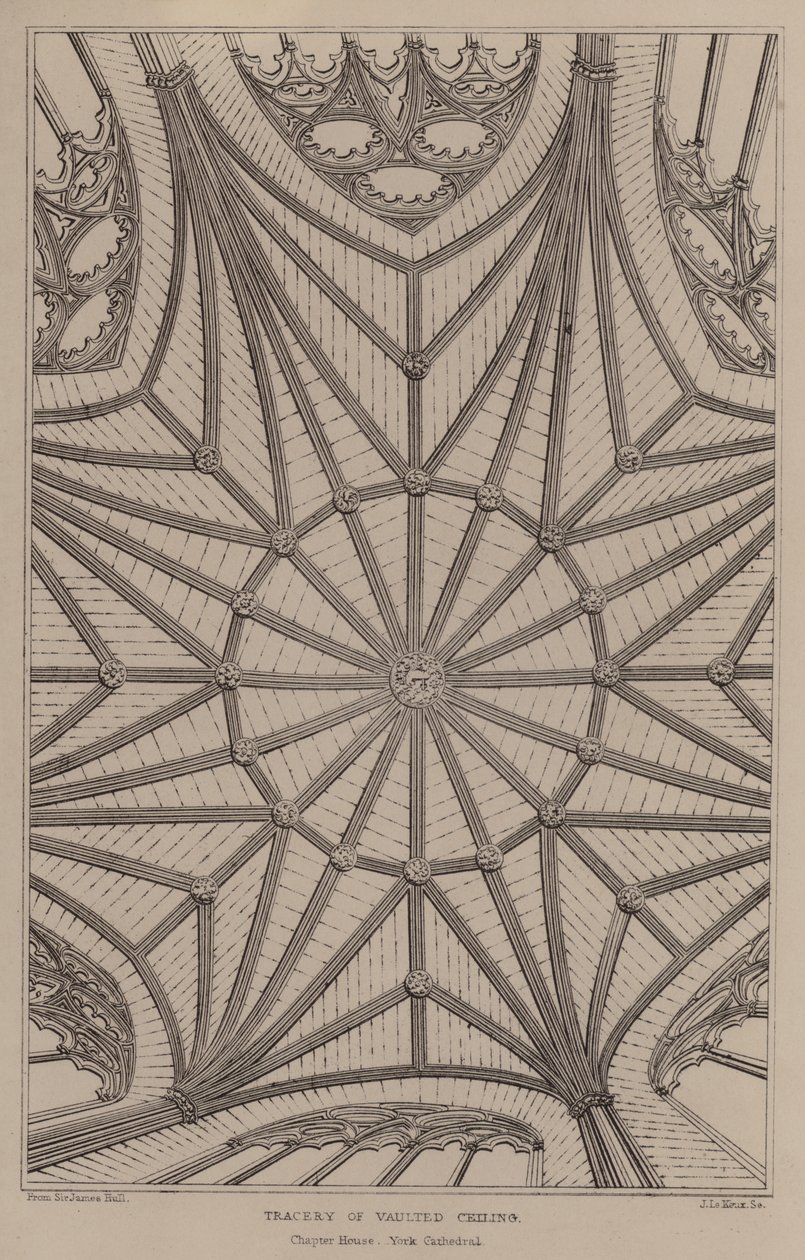 Maßwerk von Gewölbedecken (Gravur) von English School