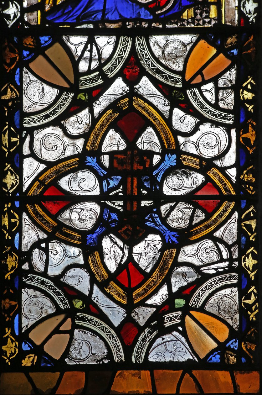 Fenster n4, Grisaille & St. Peter Emblem von English School