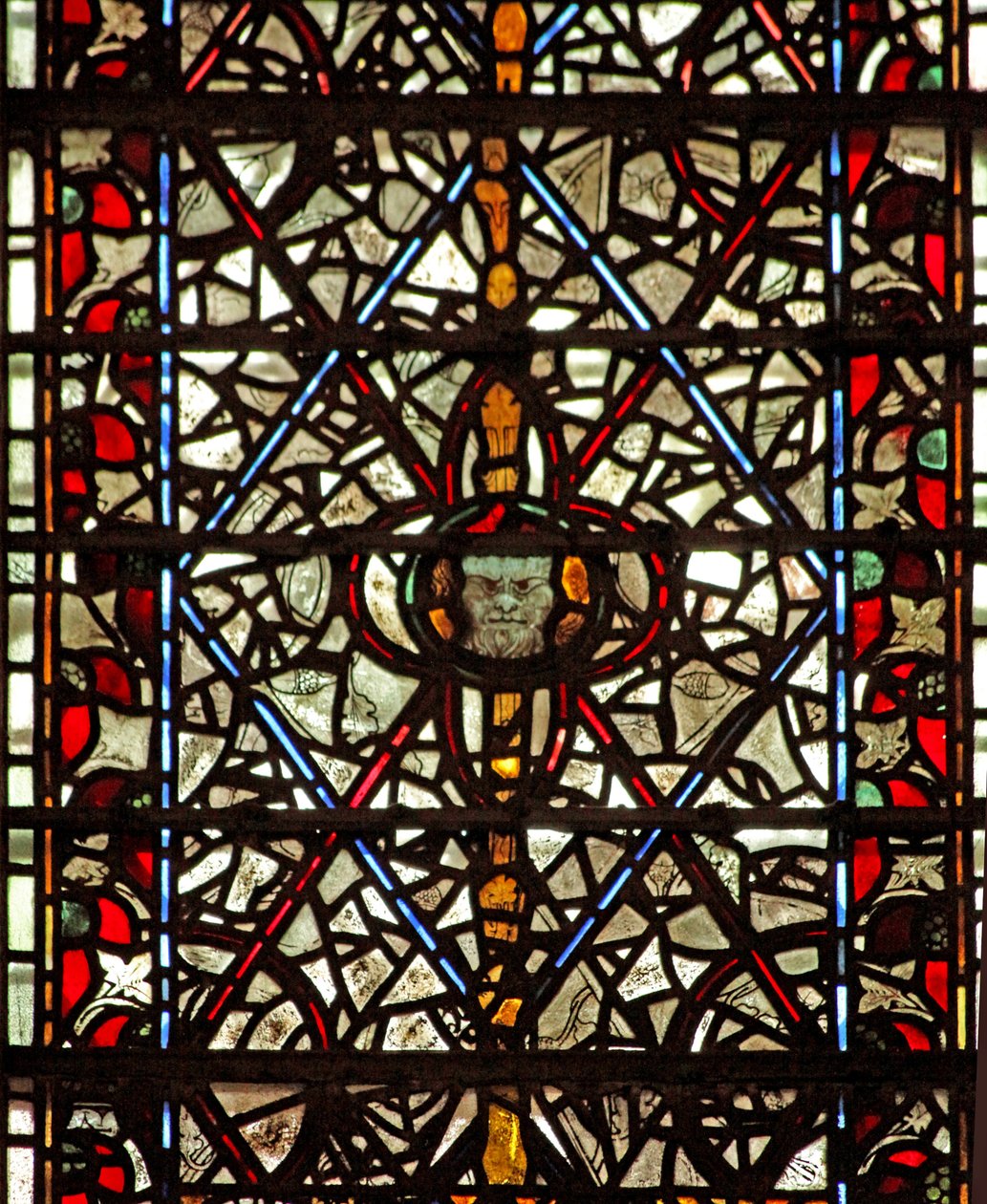 Fenster w59 mit Grisaille und einem Kopf von English School