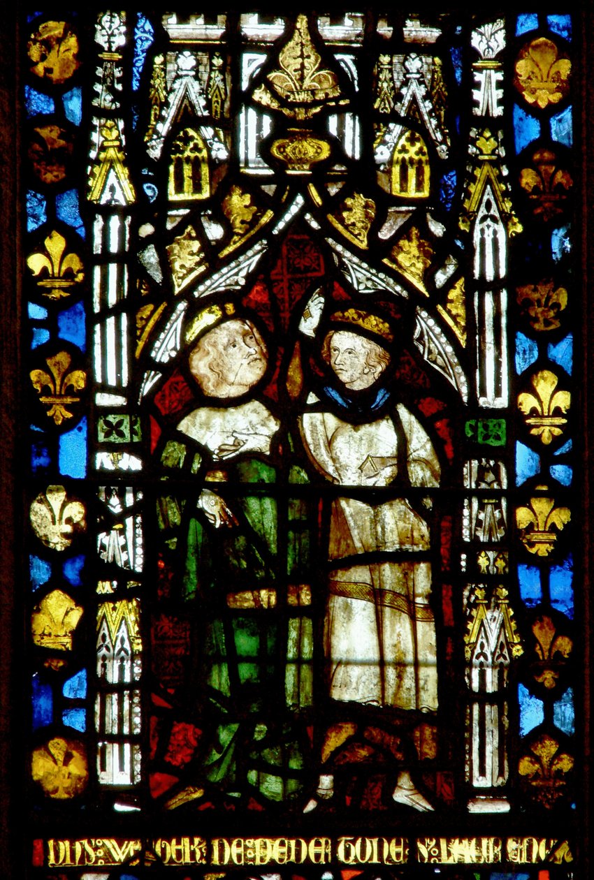 Fenster mit zwei Figuren von English School