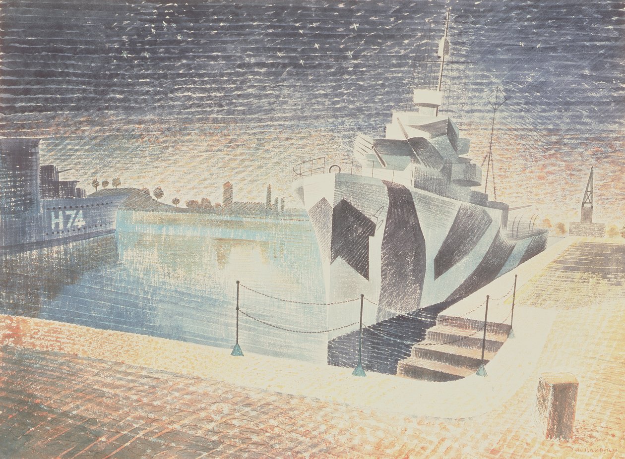 Zerstörer bei Nacht, ca. 1942 von Eric Ravilious