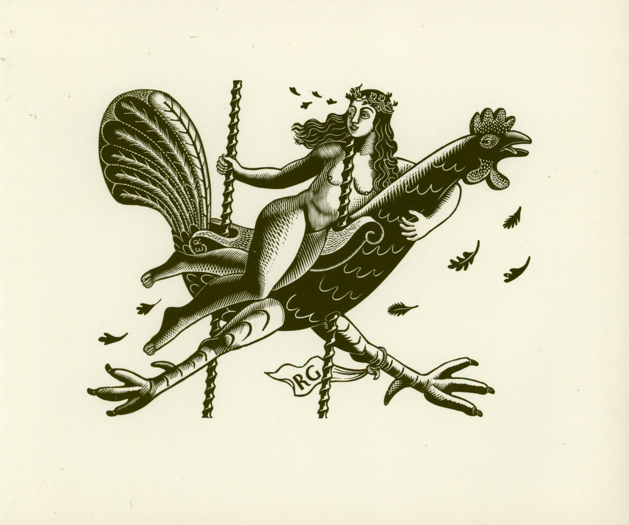 Tirzah auf einem Hahn, 1931 von Eric Ravilious