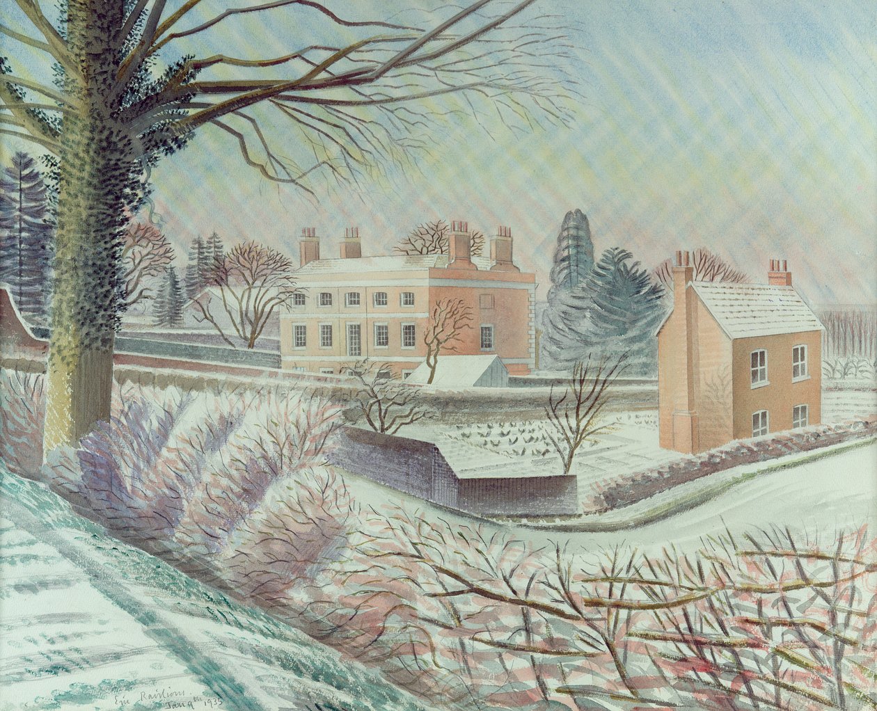 Pfarrhaus im Schnee von Eric Ravilious