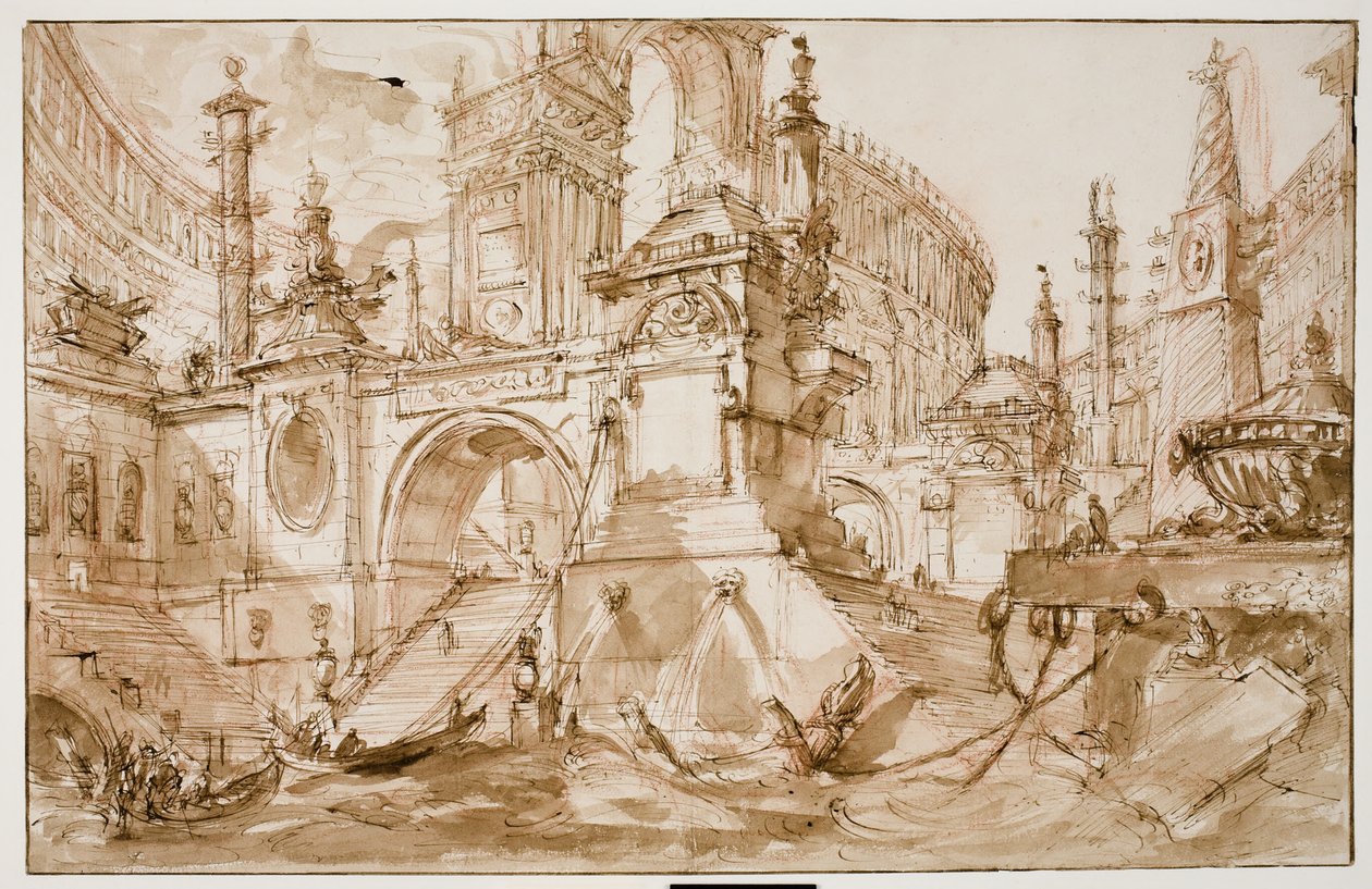 Architekturfantasie – antiker Hafen von Eric Hebborn