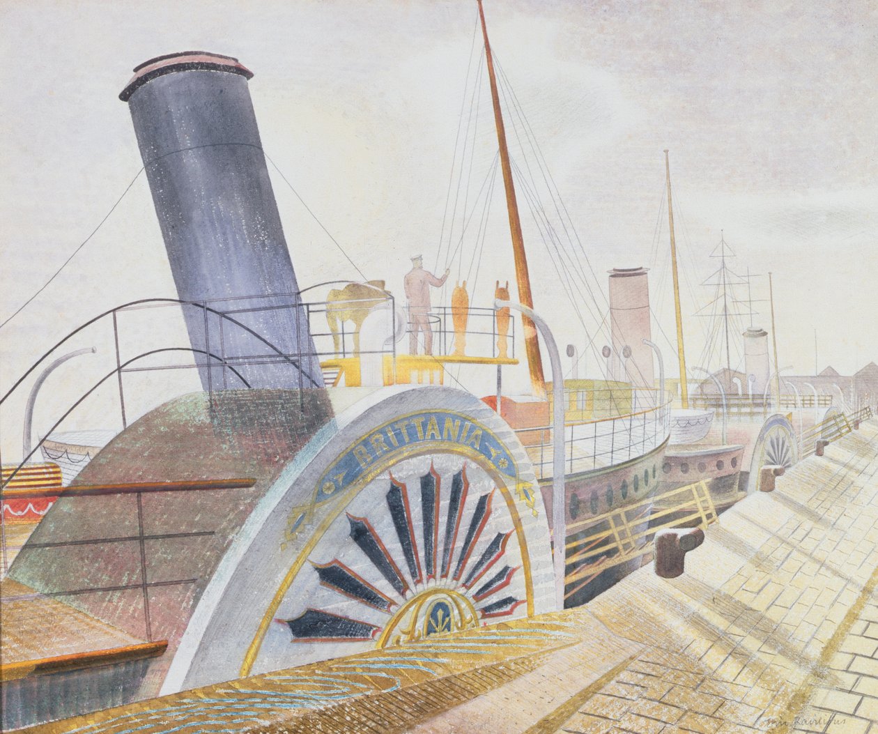 Raddampfer, Bristol Quay von Eric Ravilious