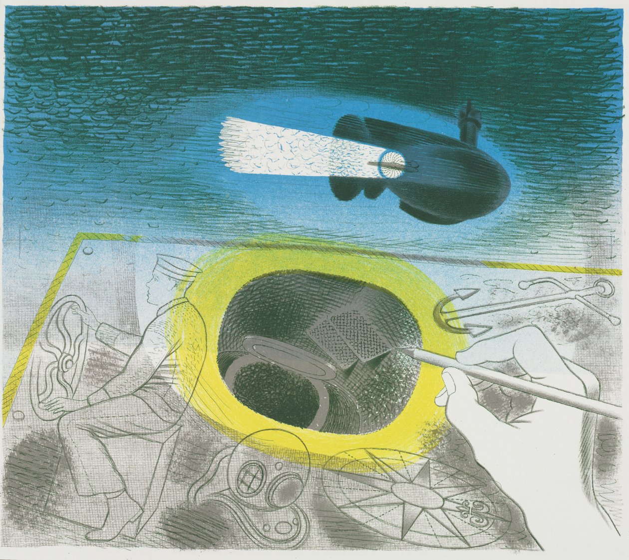 Unterwasser-Serie: Einführende Lithographie von Eric Ravilious