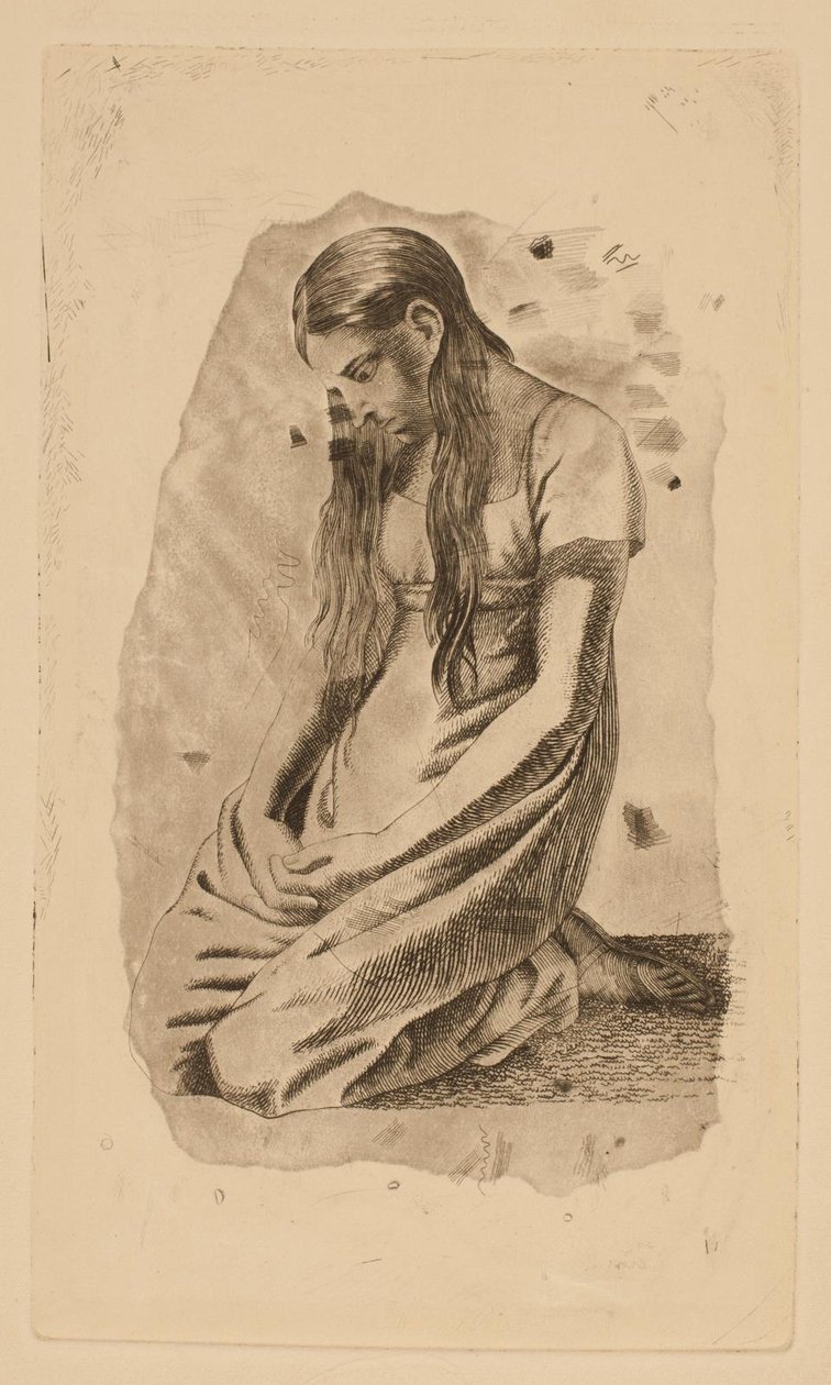 Kniendes junges Mädchen von Erling Eckersberg