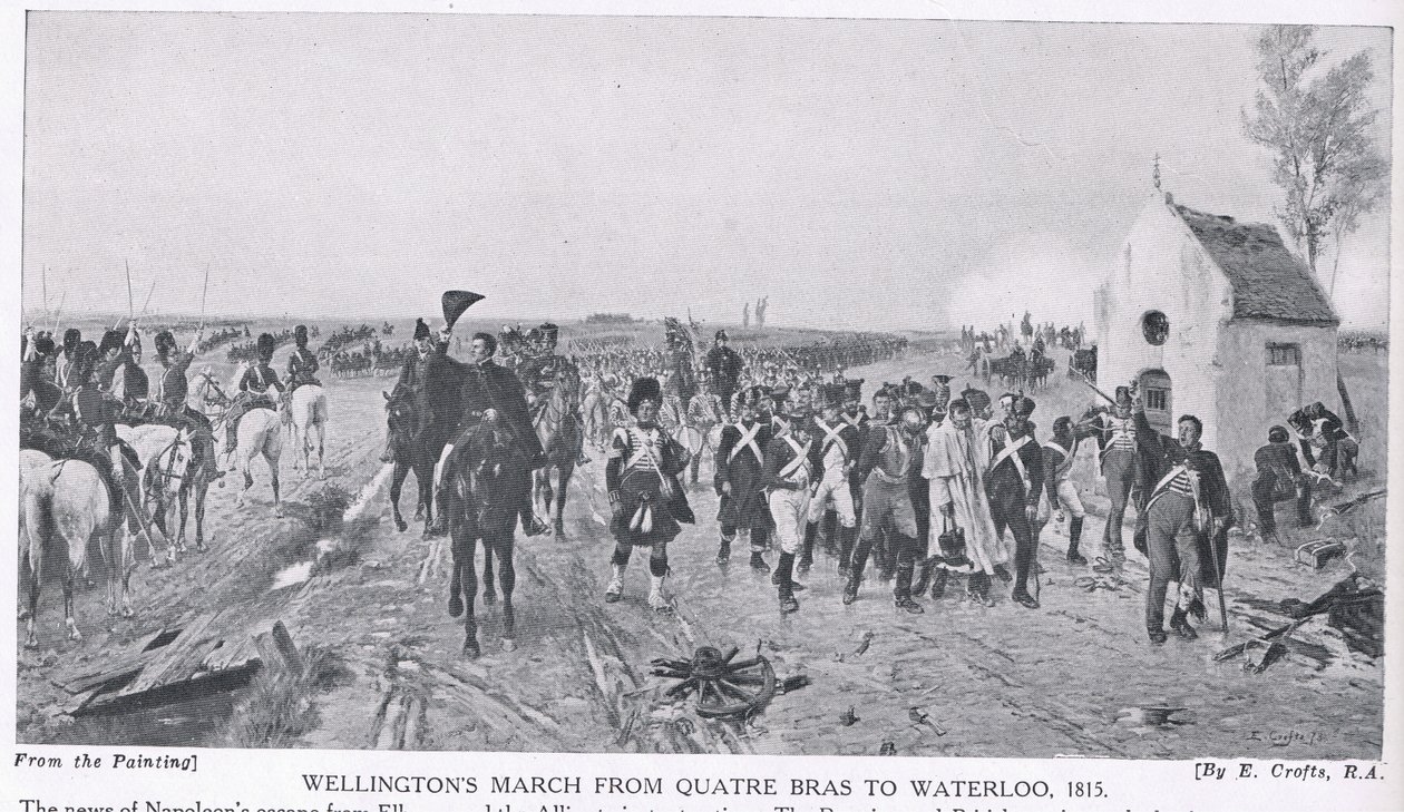 Wellingtons Marsch von Quatre Bras nach Waterloo, 1815, Illustration aus 