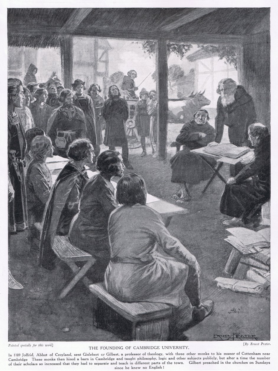 Die Gründung der Universität Cambridge AD1109, 1920er Jahre von Ernest Prater