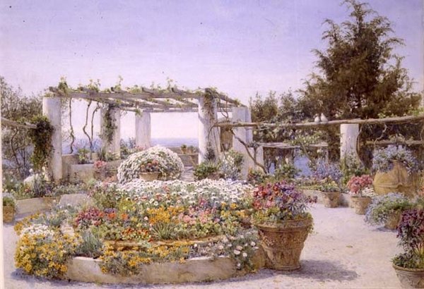 Die Pergola, Villa Inercia, Capri von Ernest Arthur Rowe