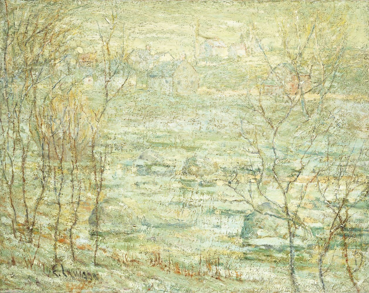 Frühlingslandschaft, Harlem River von Ernest Lawson