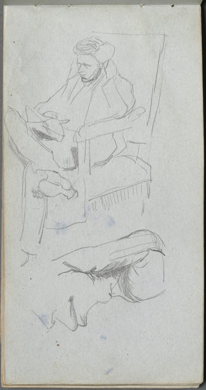 Skizzenbuch, Seite 24: Sitzende männliche Figur von Ernest Meissonier