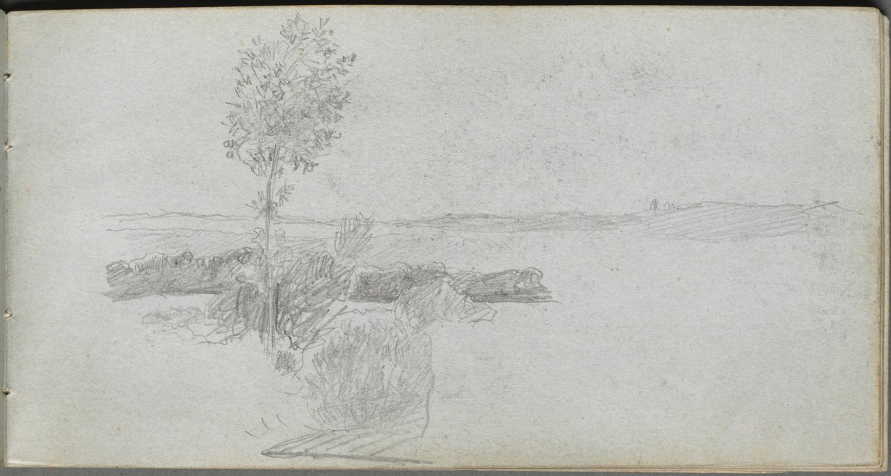 Skizzenbuch, Seite 28: Landschaftsstudie von Jean Louis Ernest Meissonier