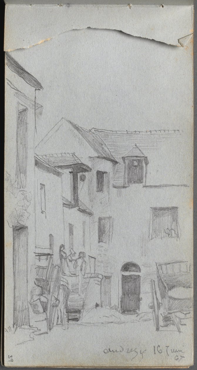 Skizzenbuch, Seite 39: Straßenszene von Jean Louis Ernest Meissonier