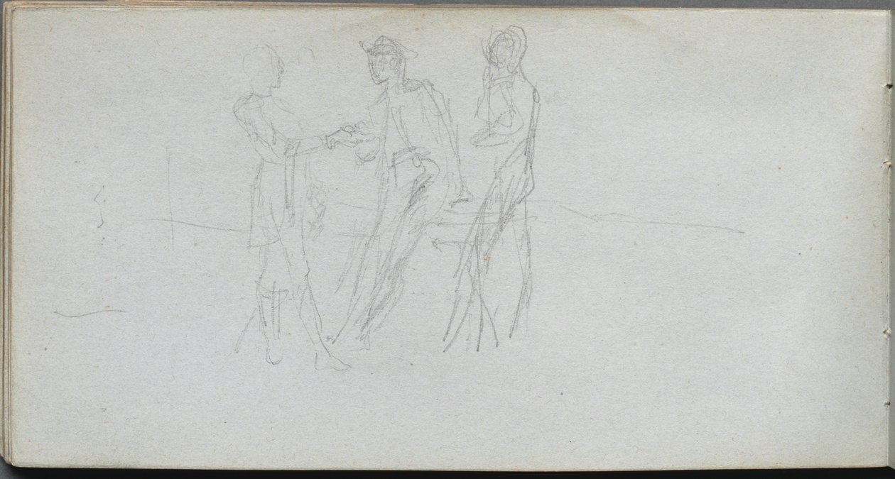 Skizzenbuch, Seite 42: Drei Figuren von Ernest Meissonier