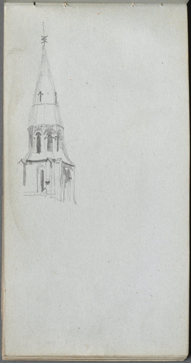 Skizzenbuch, Seite 44: Kirchturm von Jean Louis Ernest Meissonier