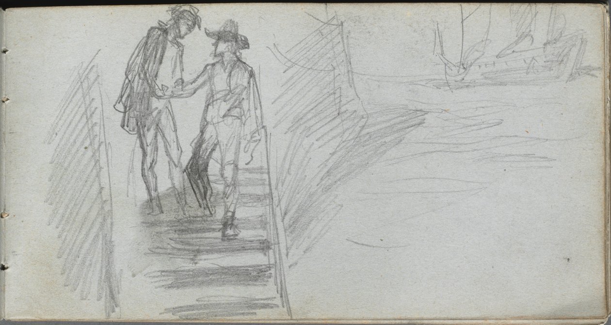 Skizzenbuch, Seite 64: Figuren auf einer Treppe von Jean Louis Ernest Meissonier