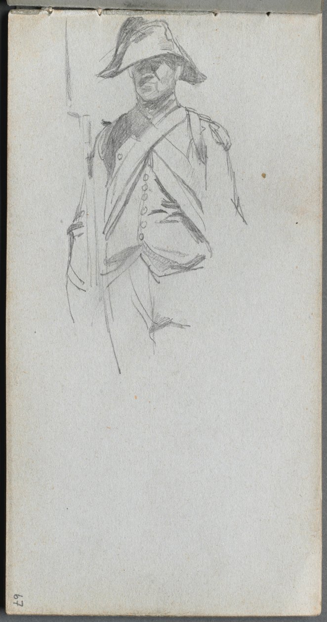 Skizzenbuch, Seite 67: Studie eines Soldaten von Ernest Meissonier