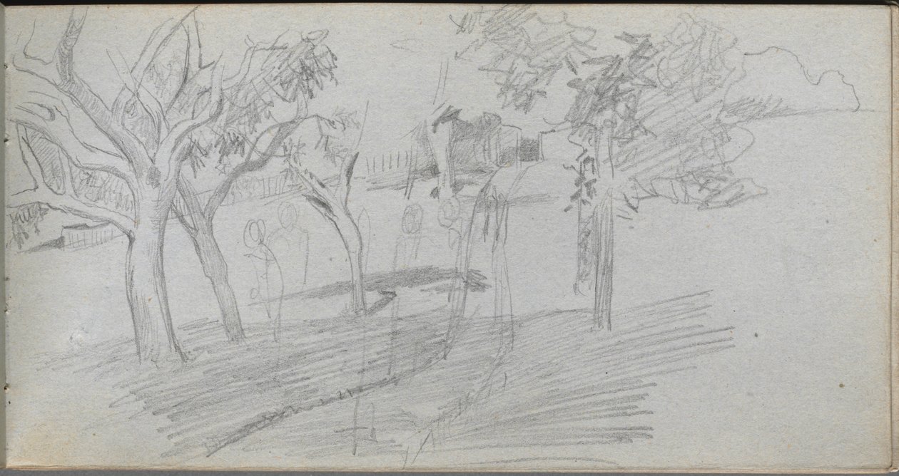 Skizzenbuch, Seite 74: Landschaftsstudie von Ernest Meissonier