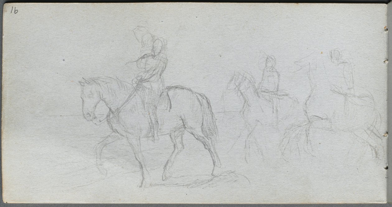 Skizzenbuch, Seite 91: Figuren zu Pferd von Jean Louis Ernest Meissonier