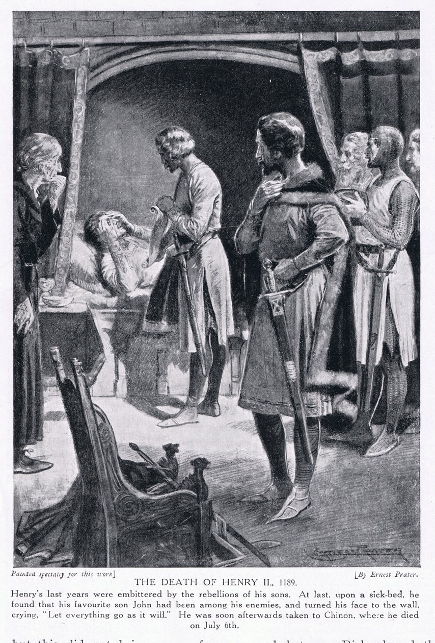 Der Tod von Heinrich II., 1189 n. Chr., 1920er Jahre von Ernest Prater