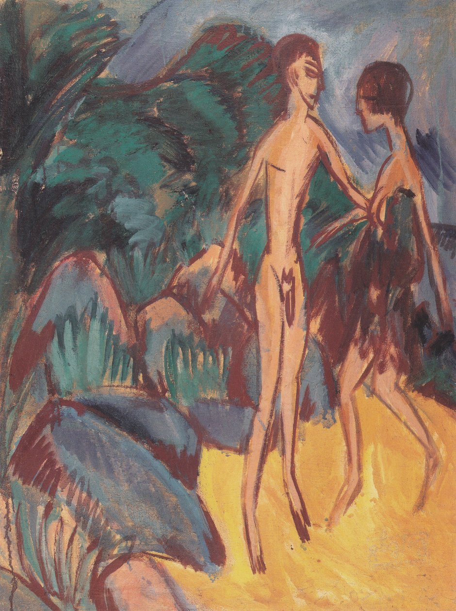 Nackter Jüngling und Mädchen am Strand von Ernst Ludwig Kirchner
