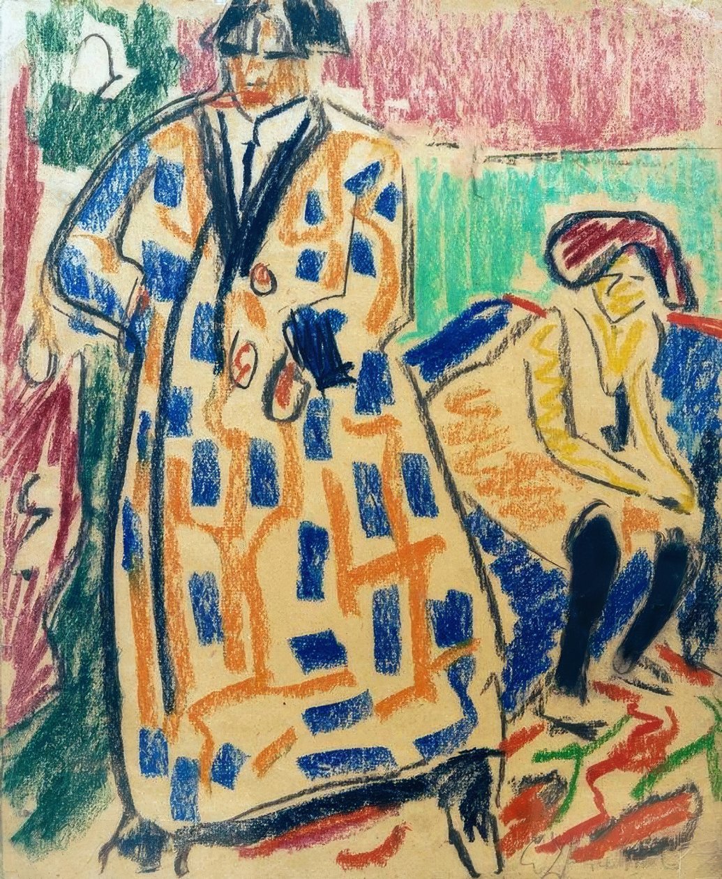Selbstbildnis mit Modell von Ernst Ludwig Kirchner