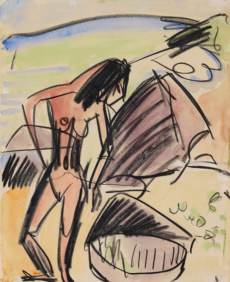 Weiblicher Akt am Strand von Ernst Ludwig Kirchner