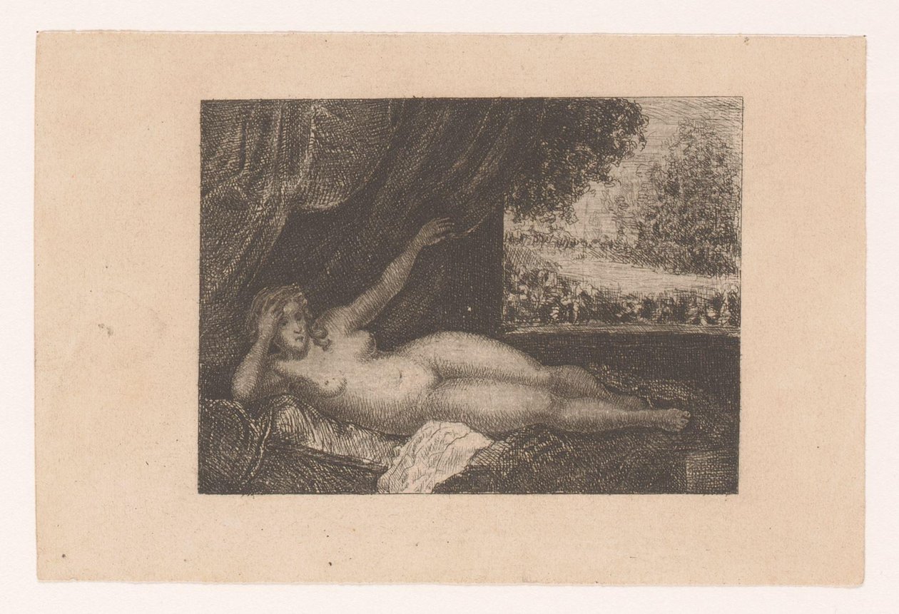 Liegende nackte Frau auf einem Ruhebett von Ernst Buschmann