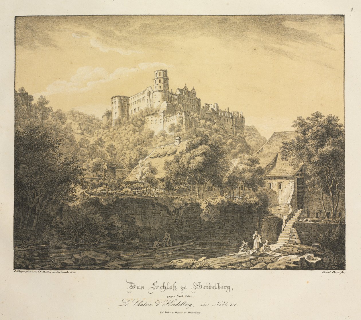 Sechs Ansichten des Heidelberger Schlosses: Nach Osten von Ernst Fries