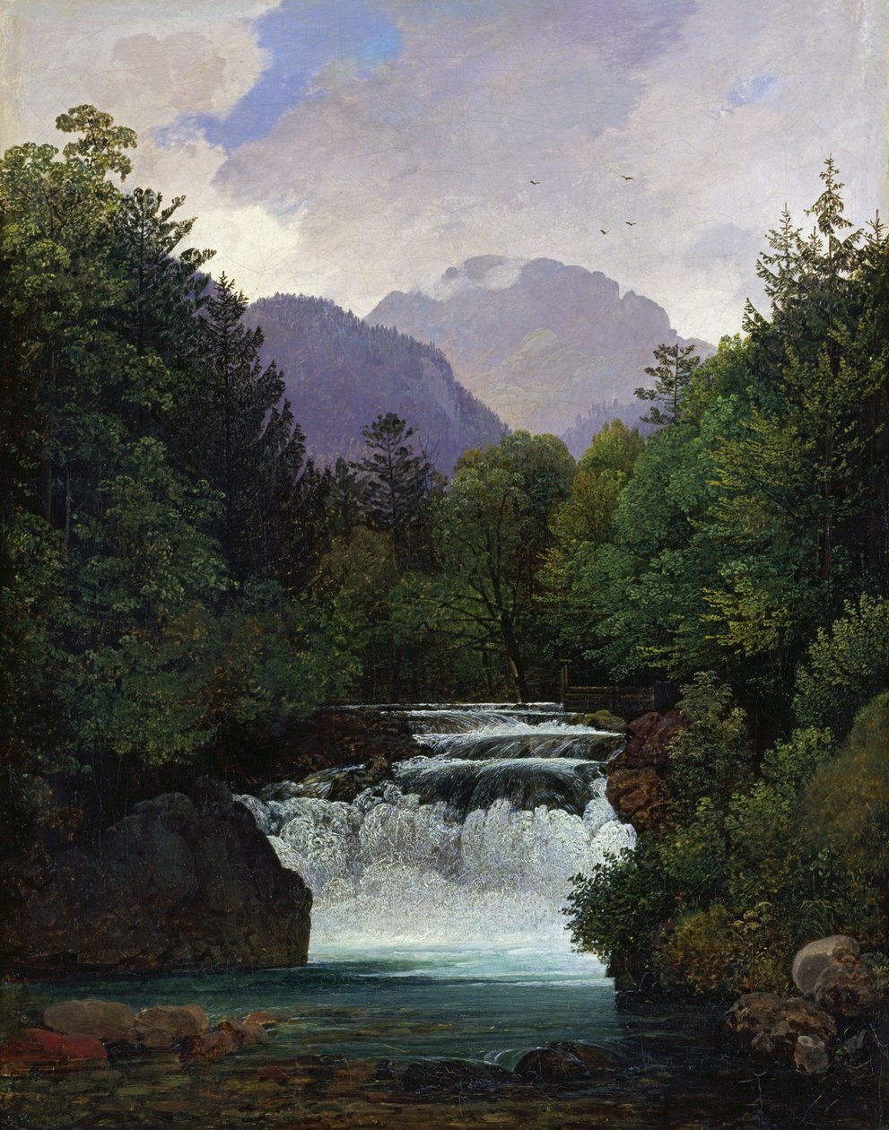 Gebirgstal mit Wasserfall von Ernst Kaiser