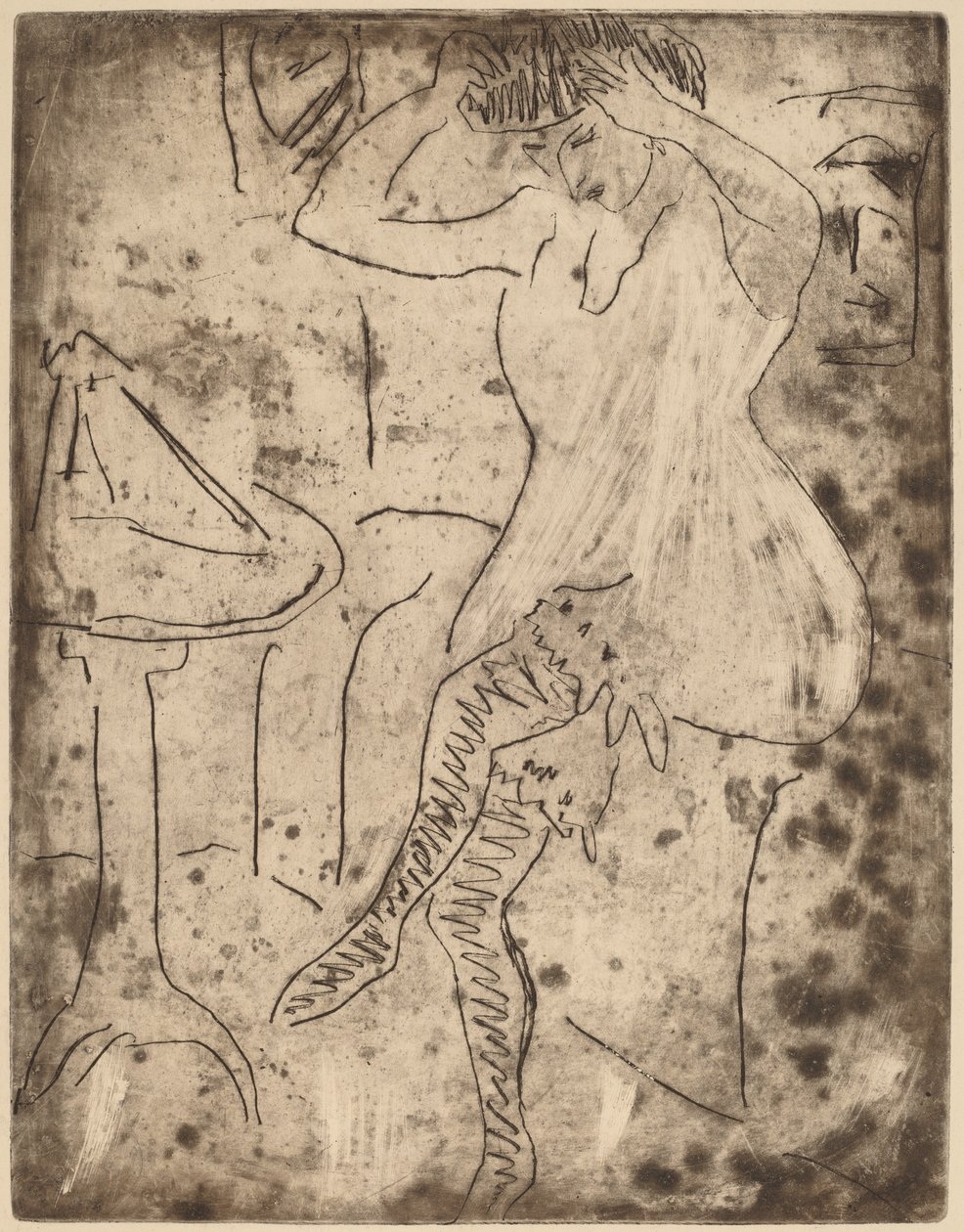 Dodo richtet ihr Haar von Ernst Ludwig Kirchner