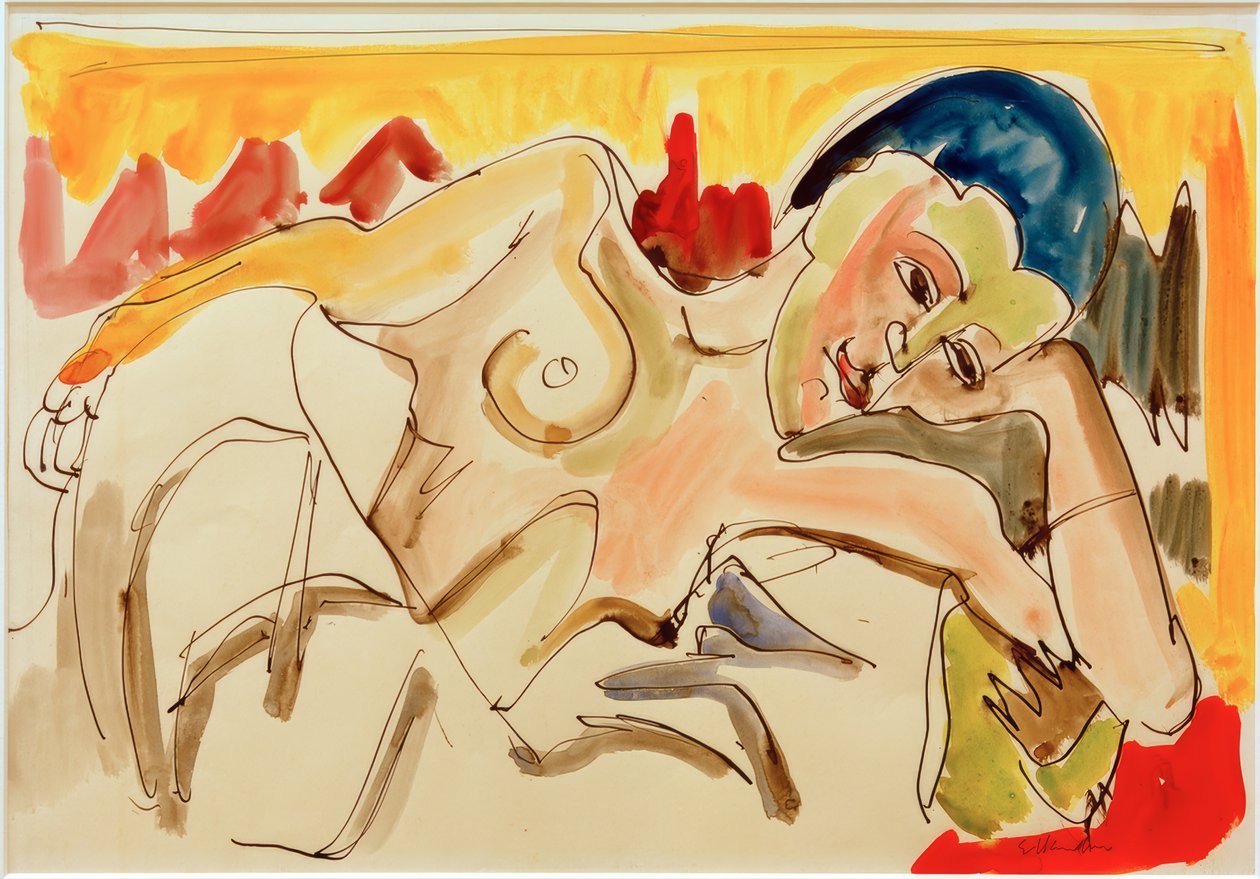 Liegende mit entblößtem Oberkörper von Ernst Ludwig Kirchner