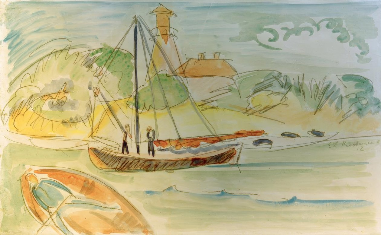 Fehmarnküste mit Leuchtturm von Ernst Ludwig Kirchner
