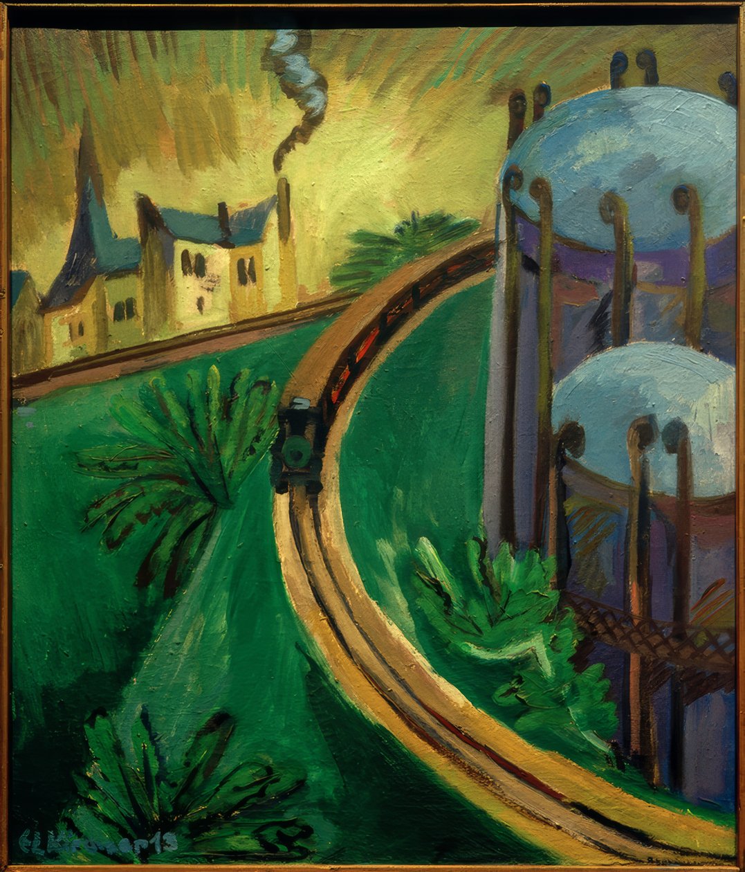 Gaskessel und Vorortsbahn von Ernst Ludwig Kirchner