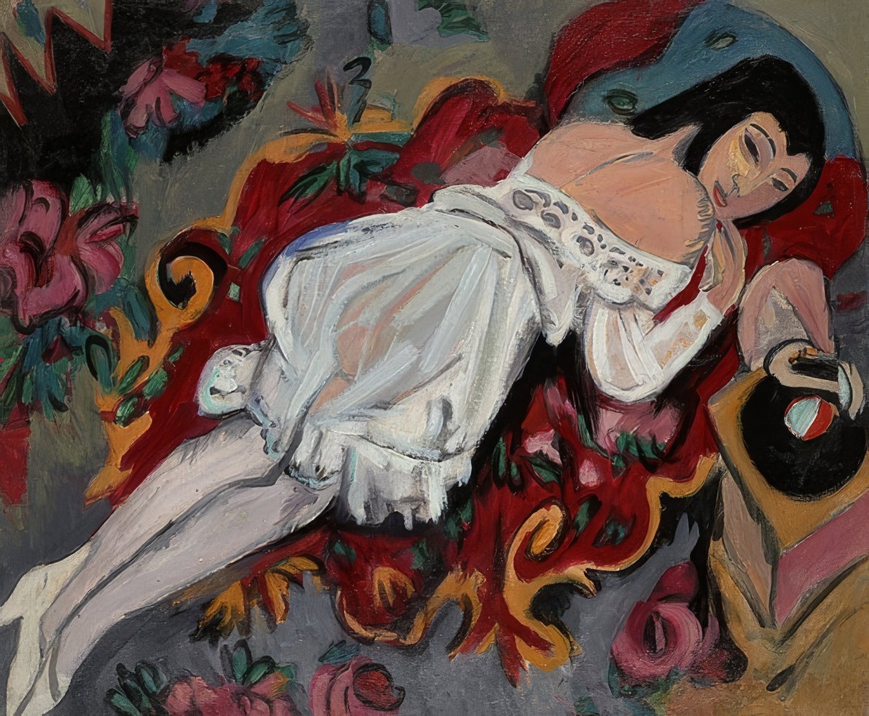 Mädchen in einem weißen Hemd von Ernst Ludwig Kirchner