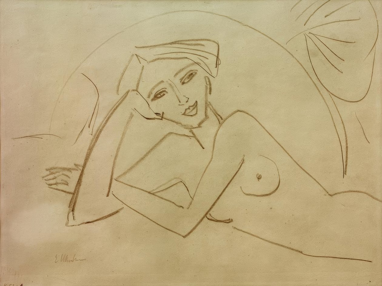 Nacktes liegendes Mädchen von Ernst Ludwig Kirchner