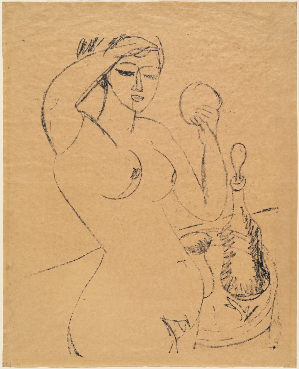 Nacktes Mädchen bei ihrer Toilette von Ernst Ludwig Kirchner
