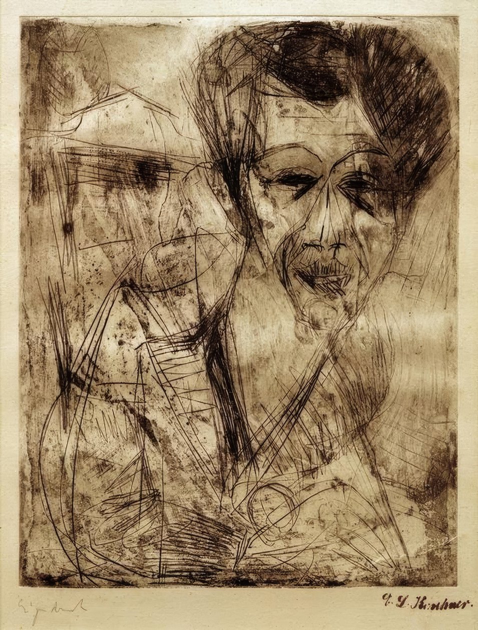Selbstbildnis (zeichnend) von Ernst Ludwig Kirchner